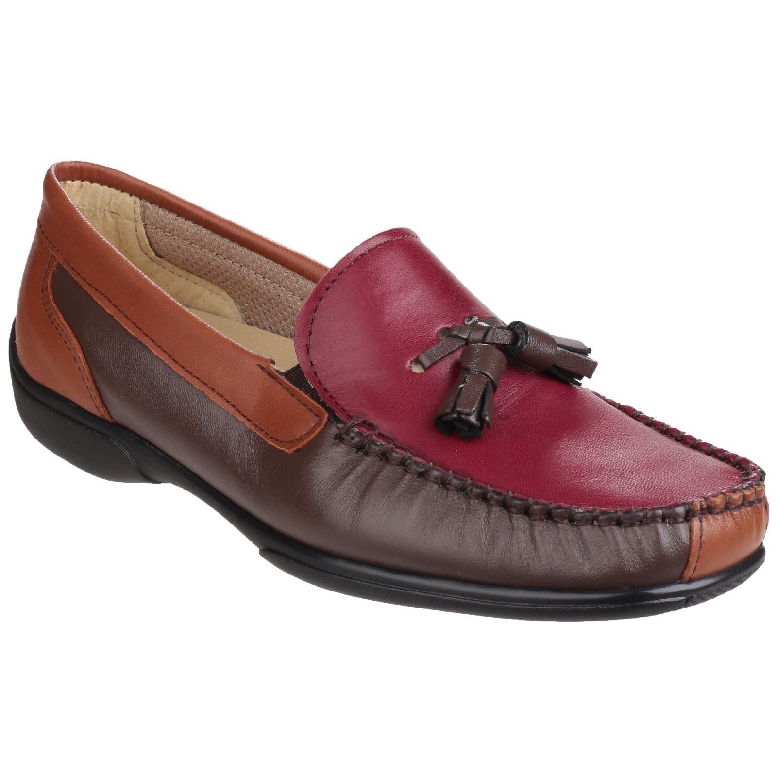 Cotswold Biddlestone Mocassins En Cuir Pour Femmes - Châtaigne / Fauve / Vin