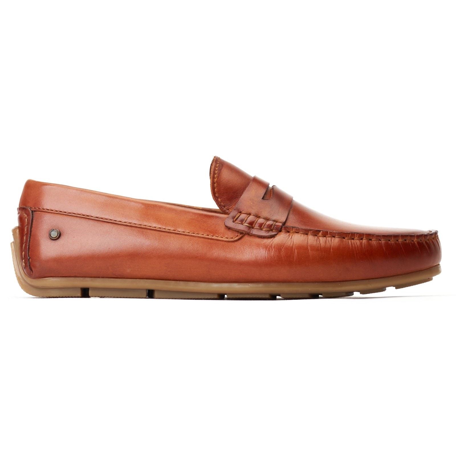 Base London Collins Driver Mocassins En Cuir Pour Hommes Couleur Cuir Brûlé
