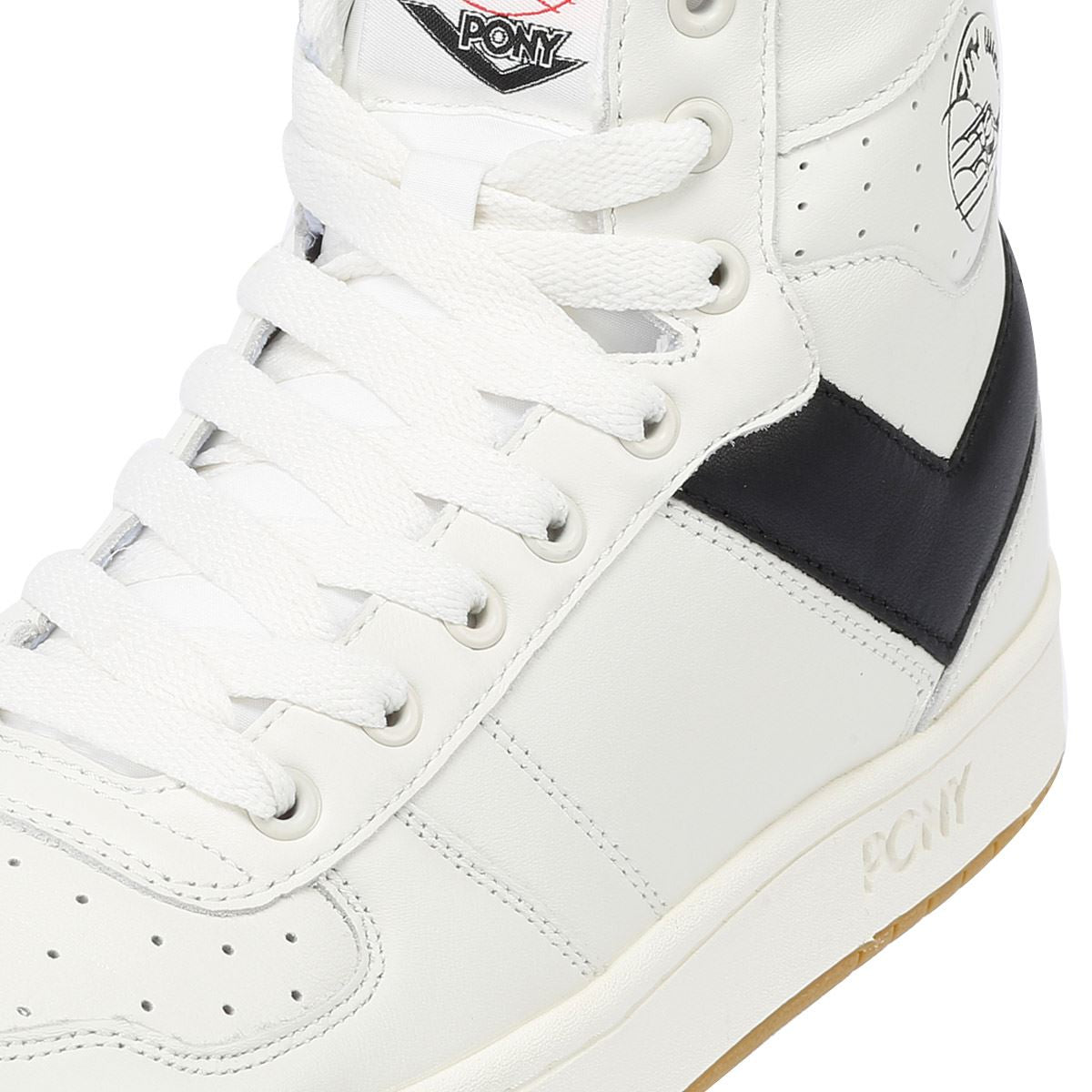 Pony City Wings Hi Des Baskets En Cuir Blanches/Noires