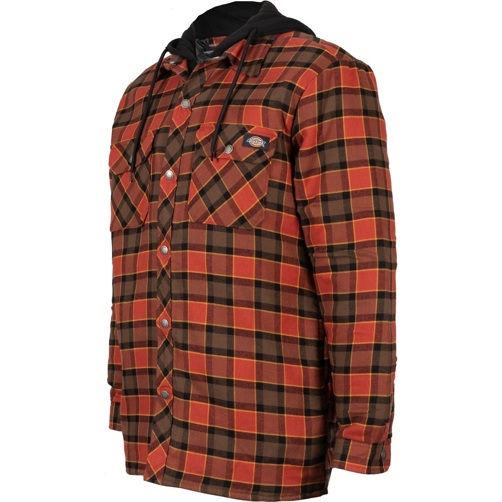 Dickies Fleece Hooded Flannel Shirt Veste Chemise Rouge Pour Homme