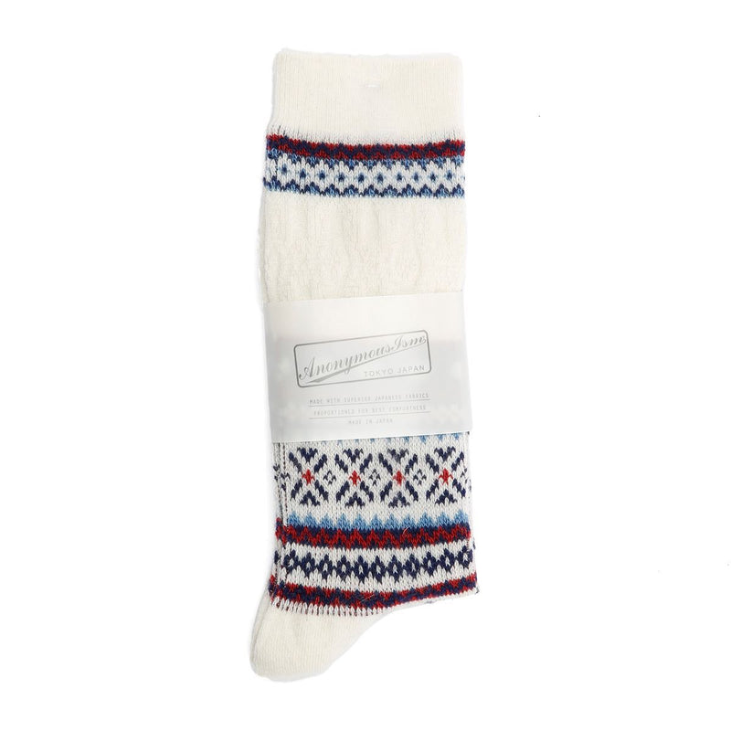 Anonymous Ism Snow Links JQ Crew Chaussettes Blanches Pour Hommes Mi-Mollet