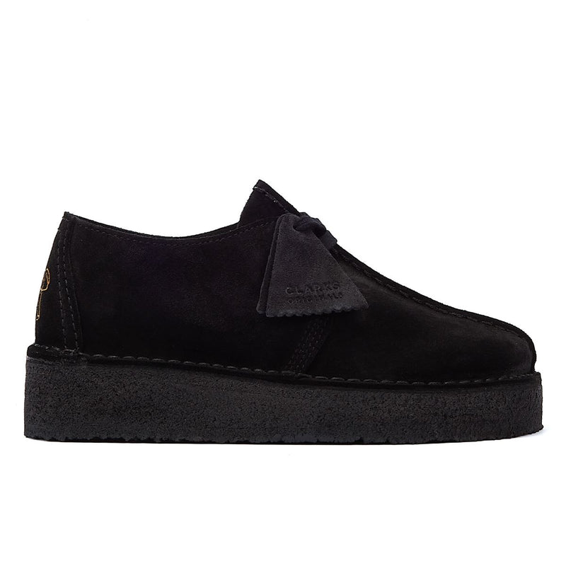 Clarks Chaussures Confort Femme En Daim Noir À Talon Compensé Trek Originals