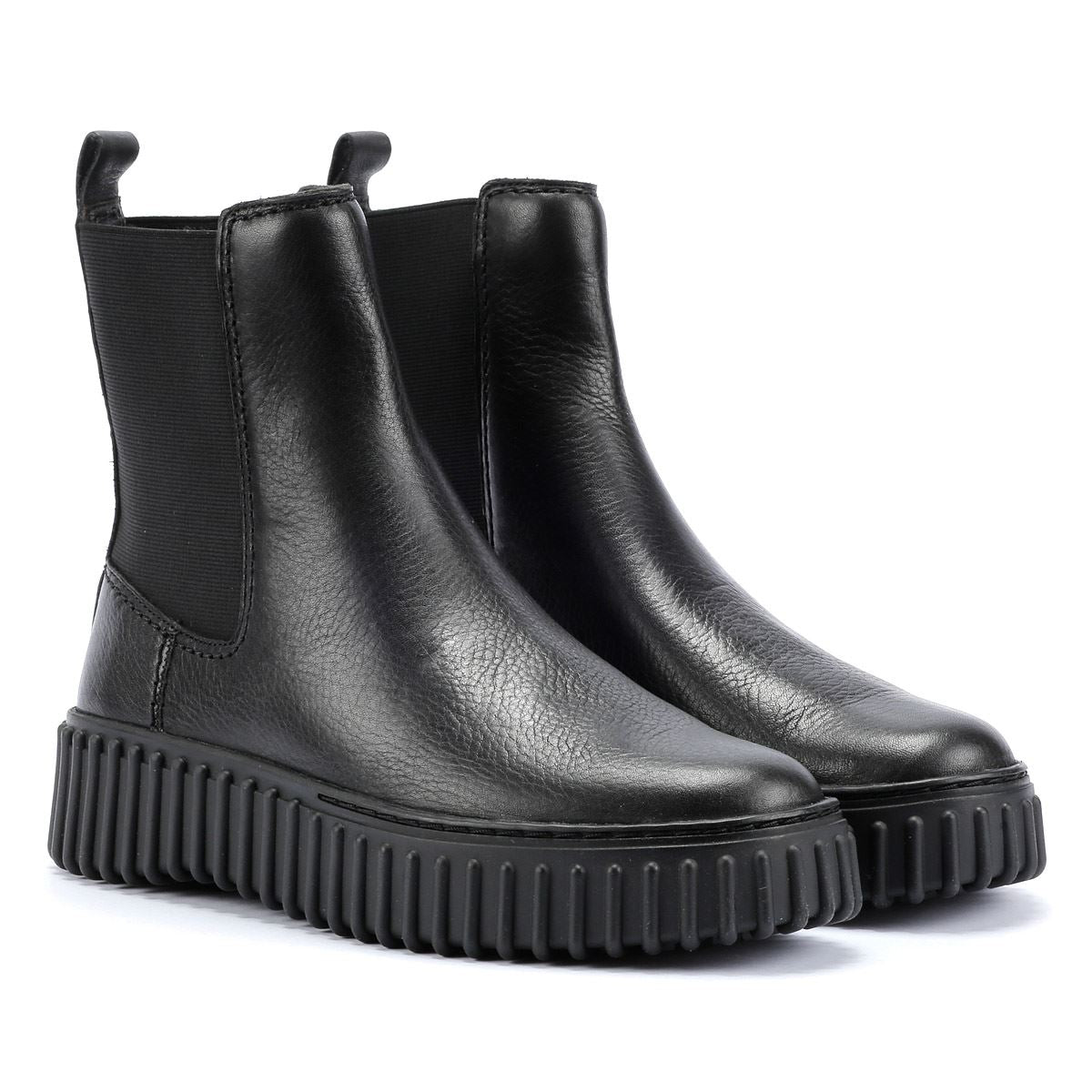 Clarks Main Torhill Maple Bottes Noires En Cuir Pour Femmes