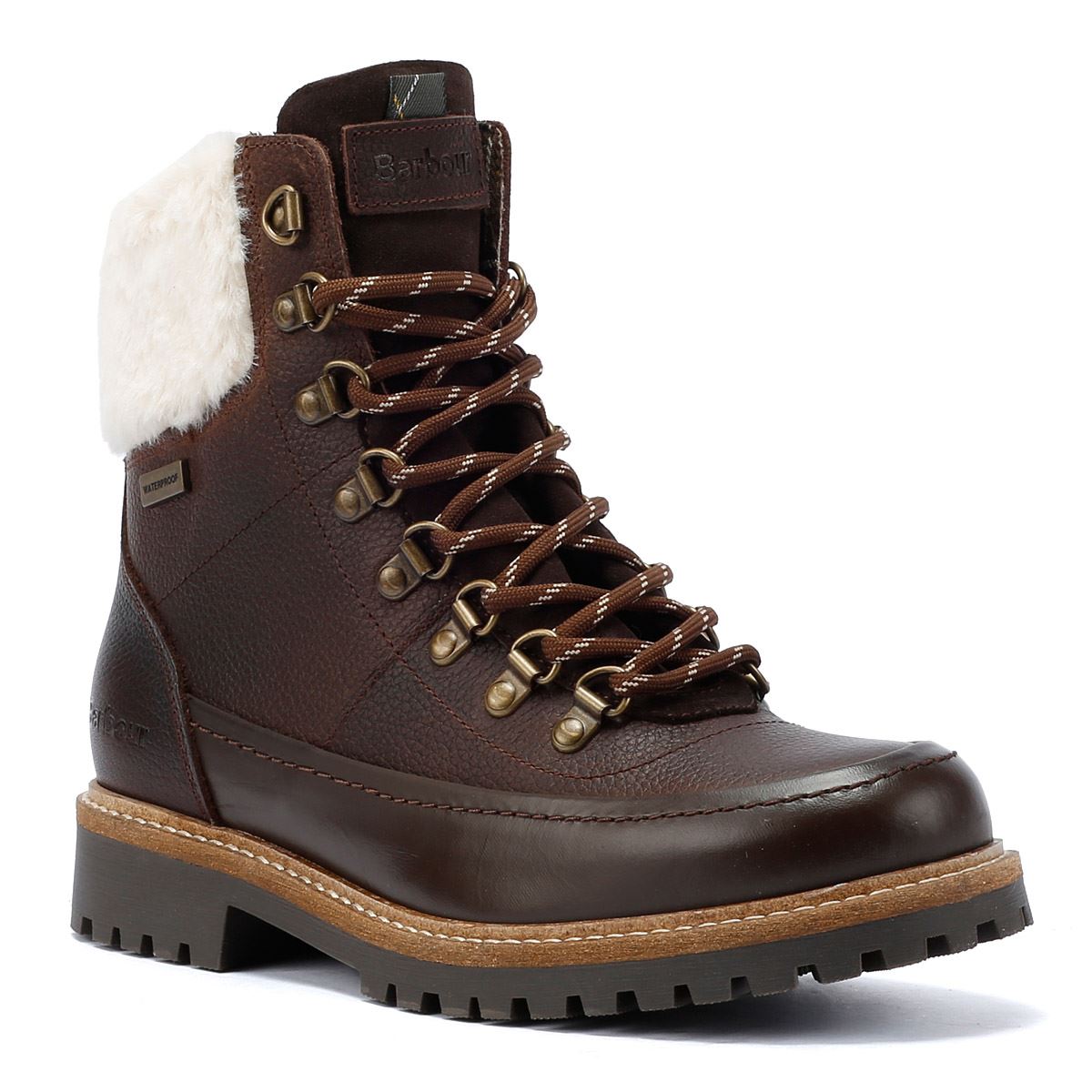 Barbour Woodside Hiker Bottes Marron En Cuir Pour Femmes