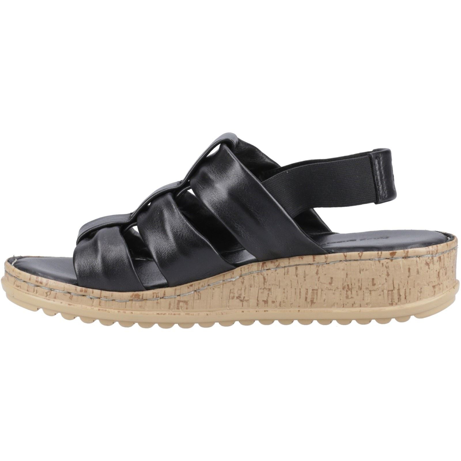 Hush Puppies Eden Wide Fit Sandales Noires Pour Femmes En Cuir