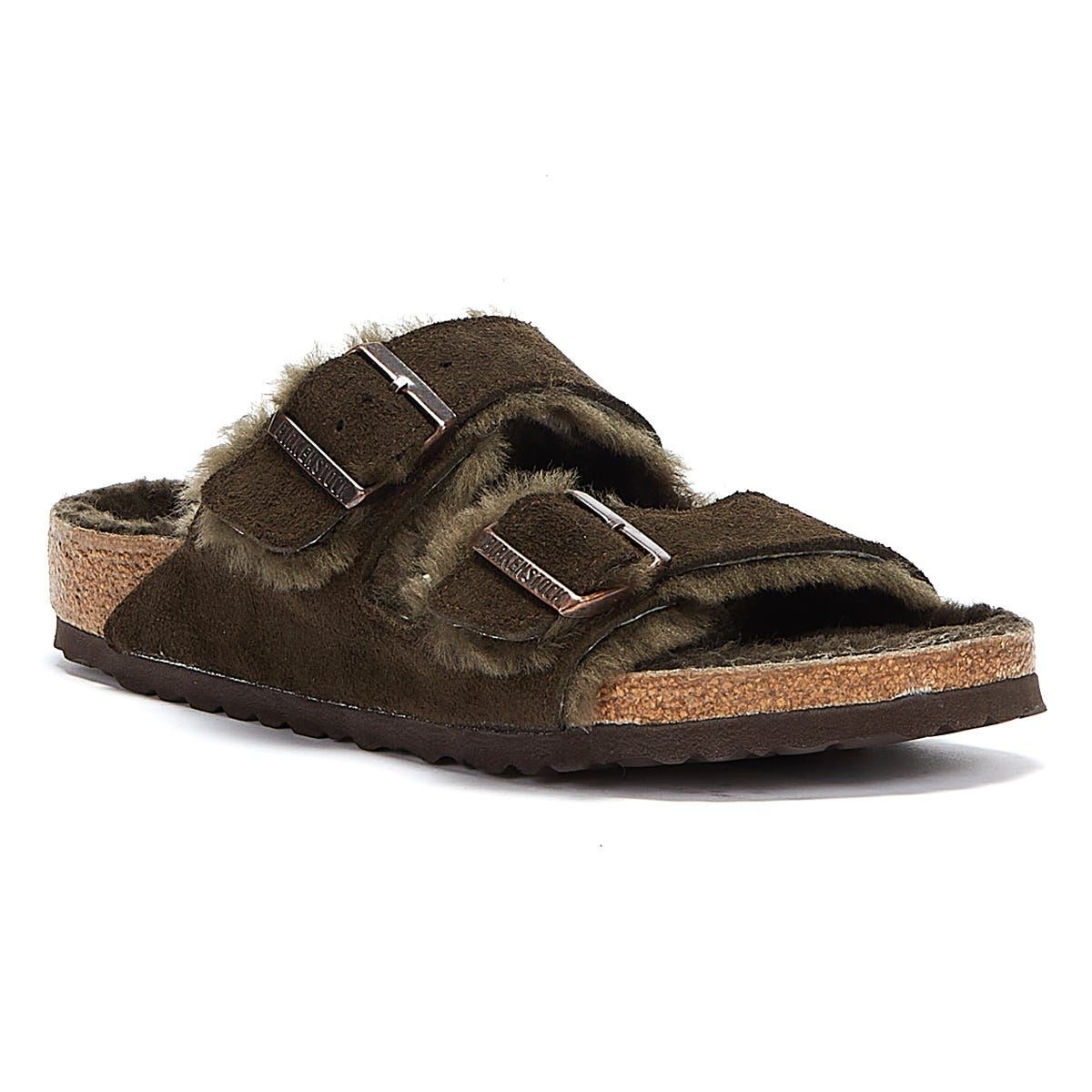Birkenstock Arizona Shearling Mocca Brown Sandales