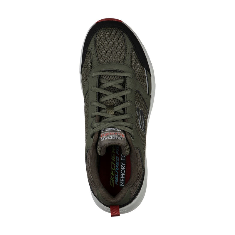 Skechers Oak Canyon Verketta Baskets Pour Hommes En Cuir Olive/Noir