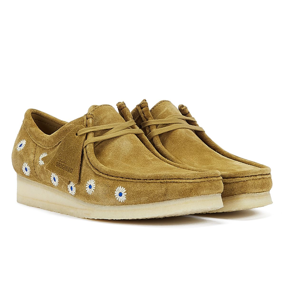 Clarks Originals Wallabee Embroidery Chaussures À Lacets En Daim Olive Foncé Pour Hommes