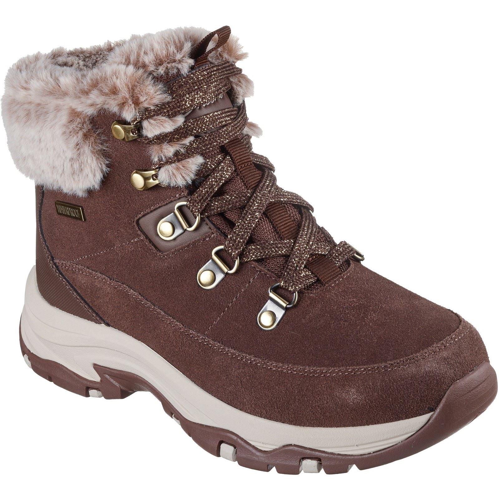 Skechers Trego Snow Worries Bottes De Randonnée En Cuir Pour Femmes Couleur Chocolat