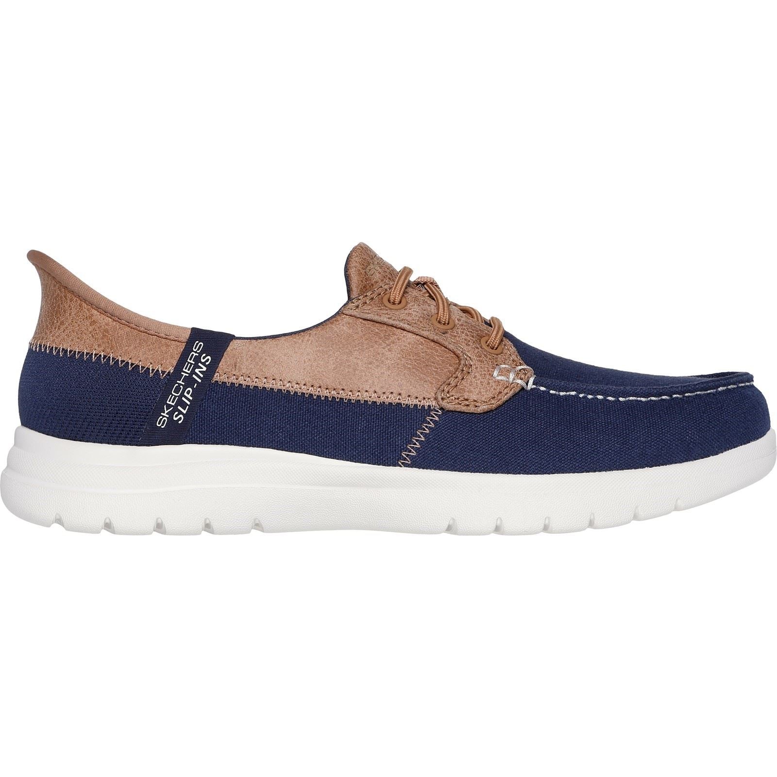 Skechers Palmilla Chaussures Bateau Pour Femmes En Toile Bleu Marine