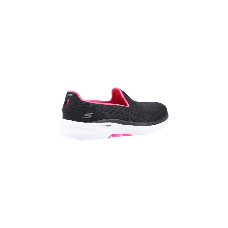 Skechers Go Walk 6 Baskets Pour Femmes En Synthétique Noir/Rose Vif.
