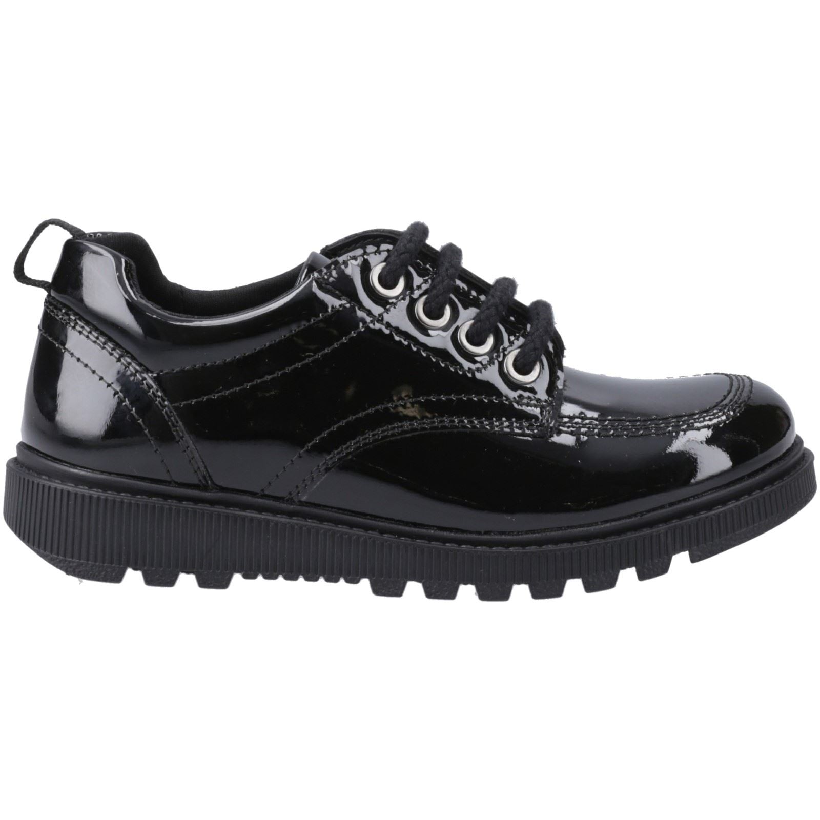 Hush Puppies Keeley Chaussures À Lacets Noires En Cuir Pour Filles