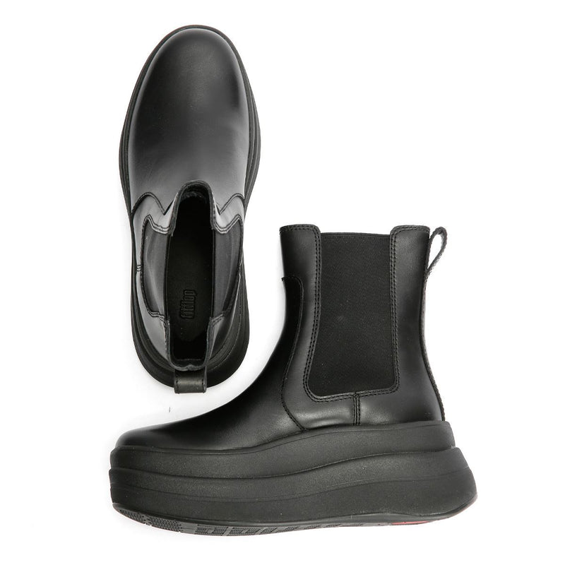 FitFlop F-Mode Bottes En Cuir Noires Pour Femmes