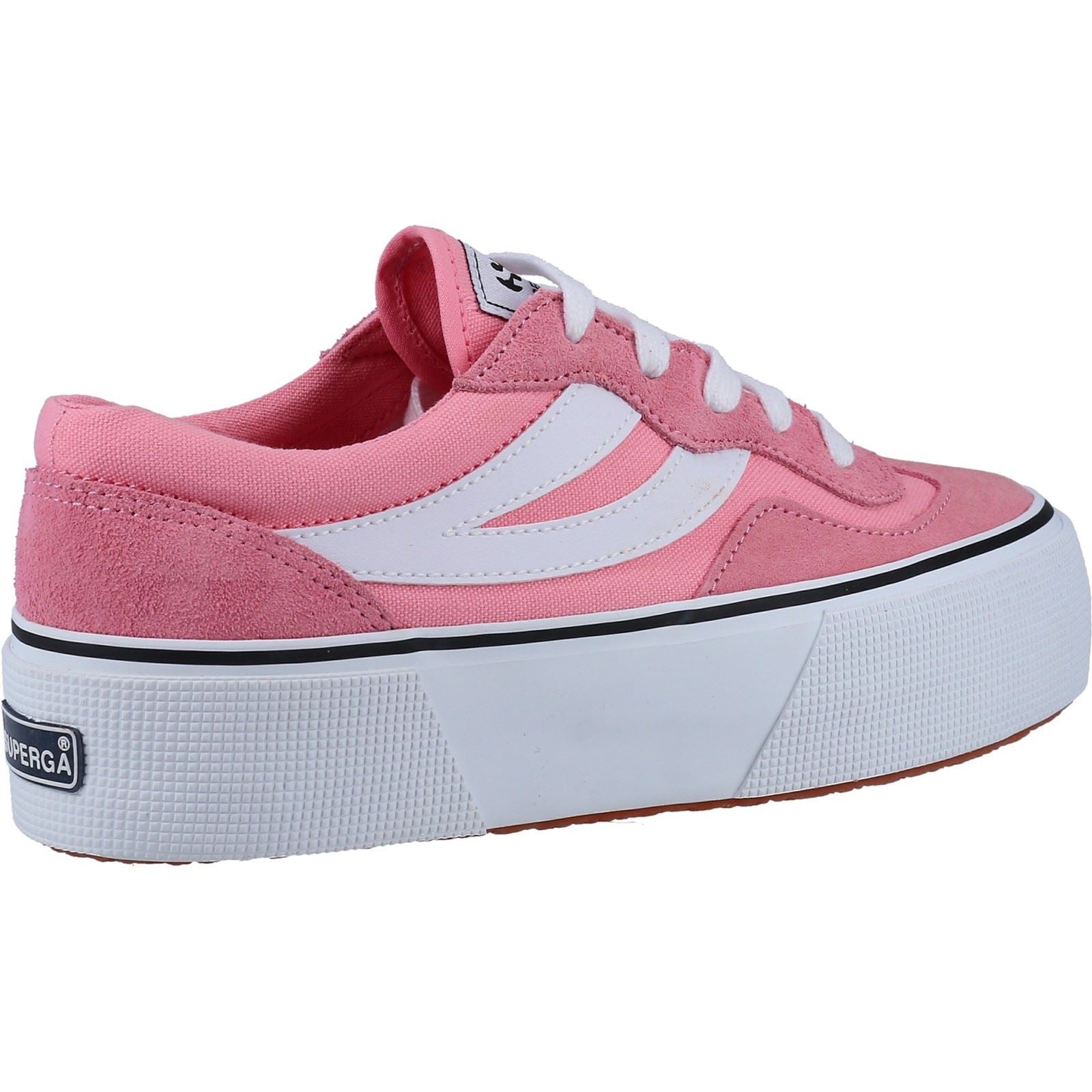 Superga 3041 Revolley Colorblock Platform Baskets En Cuir Roses/Blanches Pour Femmes