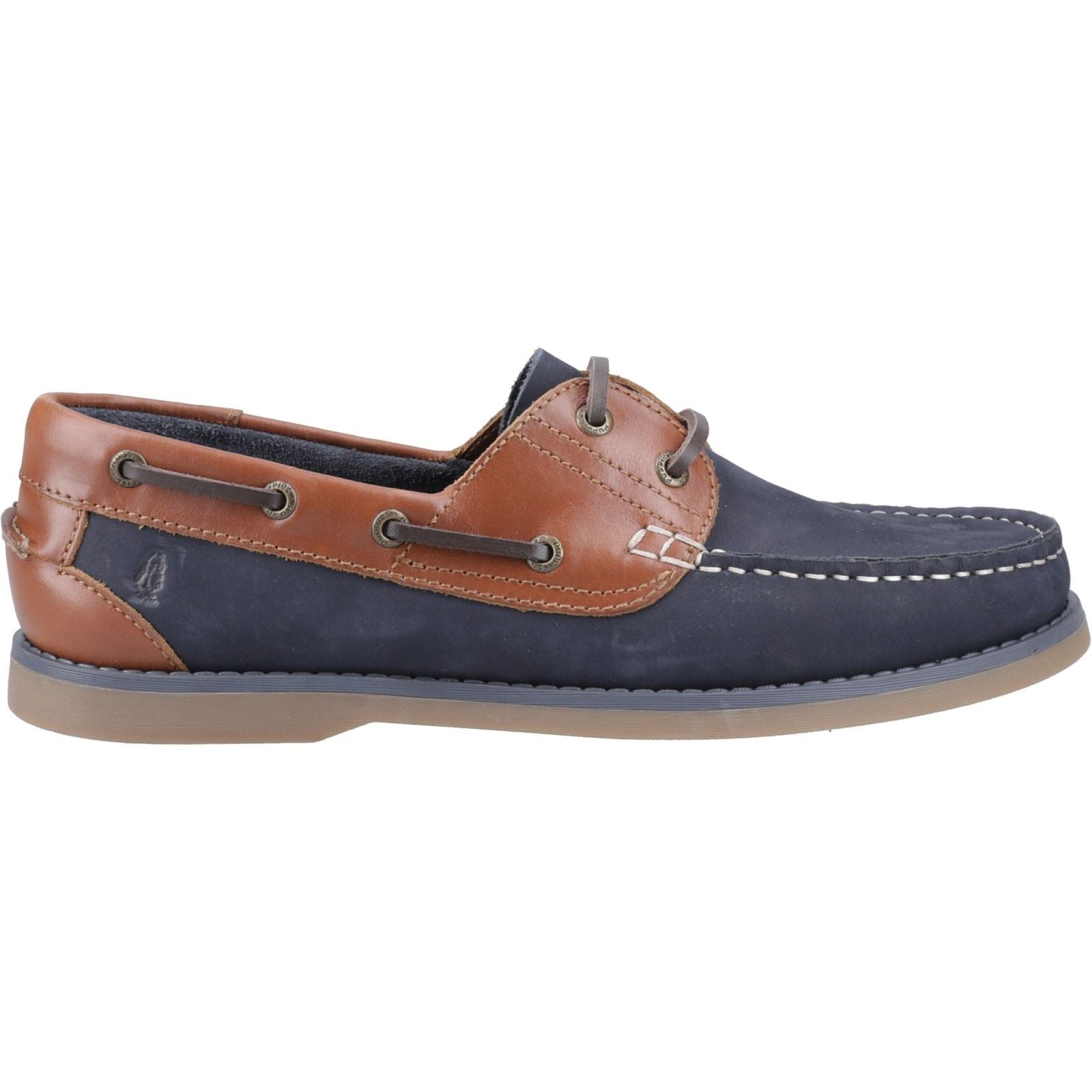 Hush Puppies Wilson Chaussures Bateau Pour Hommes En Cuir Marine/Marron