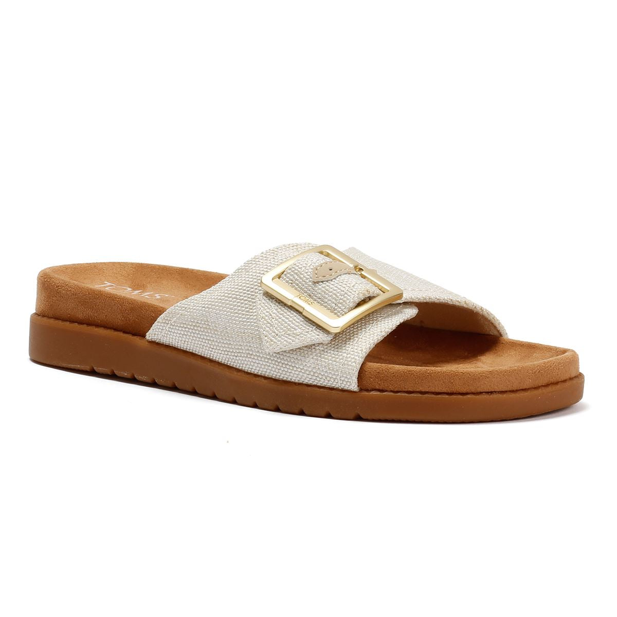 TOMS Marin Slide Sandales Blanches En Textile Pour Femmes