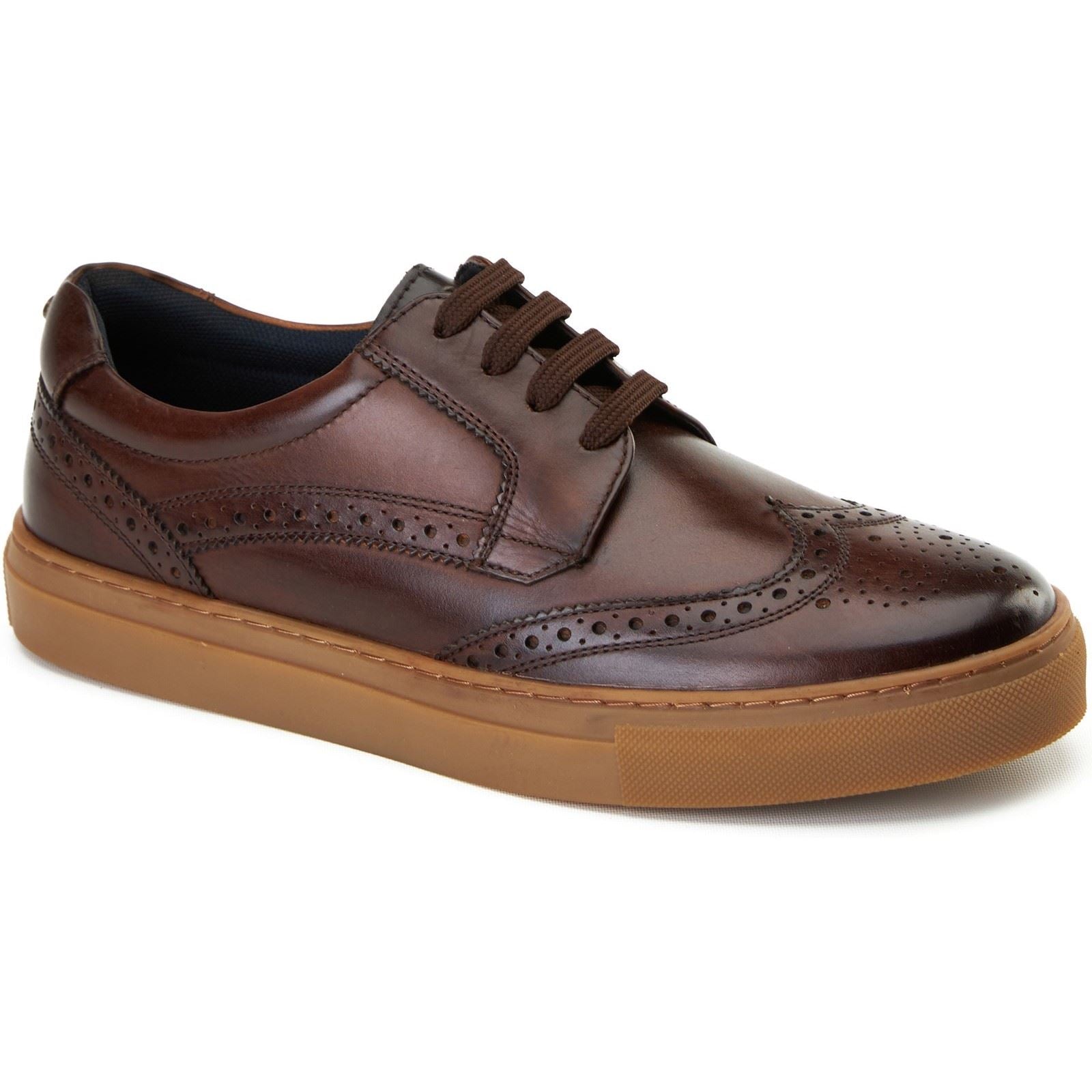 Base London Clapton Chaussures Brogues Marron Brûlé En Cuir Pour Homme
