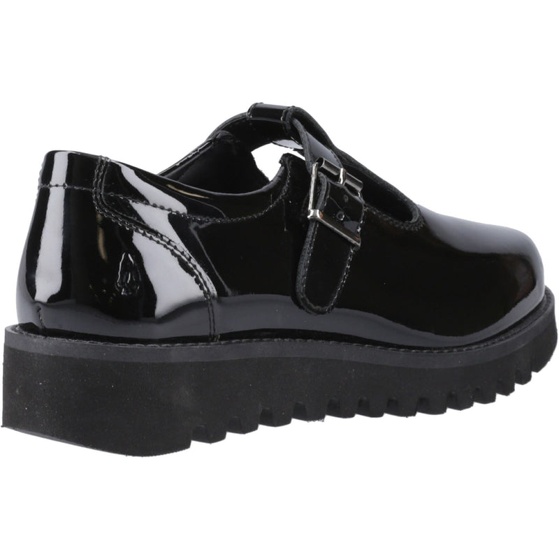Hush Puppies Florrie T-Bar Chaussures Noires Pour Filles En Cuir