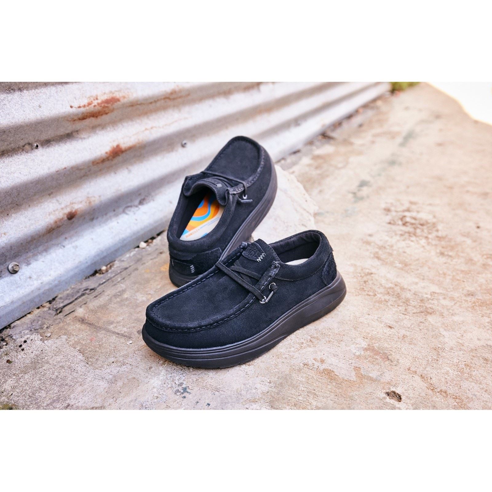 HEYDUDE Wally X Chaussures Bateau Noires Pour Hommes En Suede