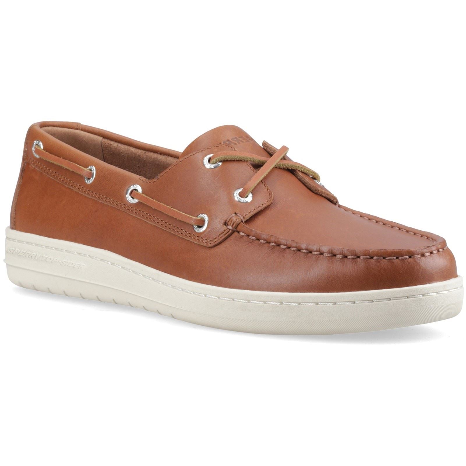 Sperry Strake 2-Eye Boat Chaussures Bateau En Cuir Pour Hommes Ouvertes Couleur Tan