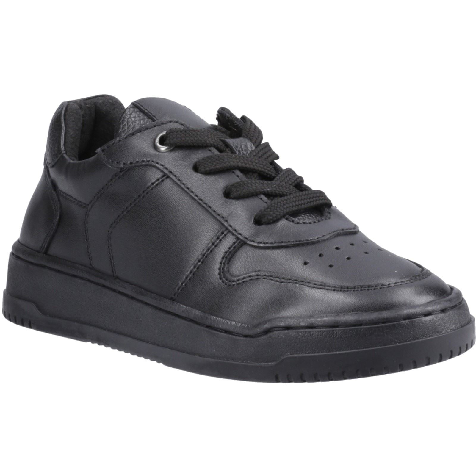Hush Puppies Dougie Baskets Noires En Cuir Pour Garçons