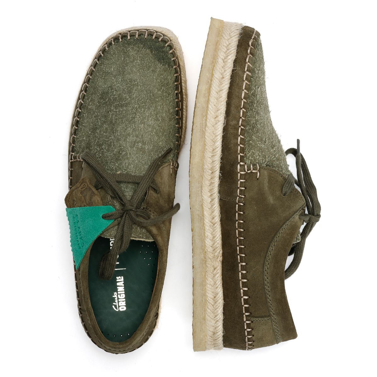Pompeii X Clarks Weaver Chaussures À Lacets Vertes Pour Hommes En Daim
