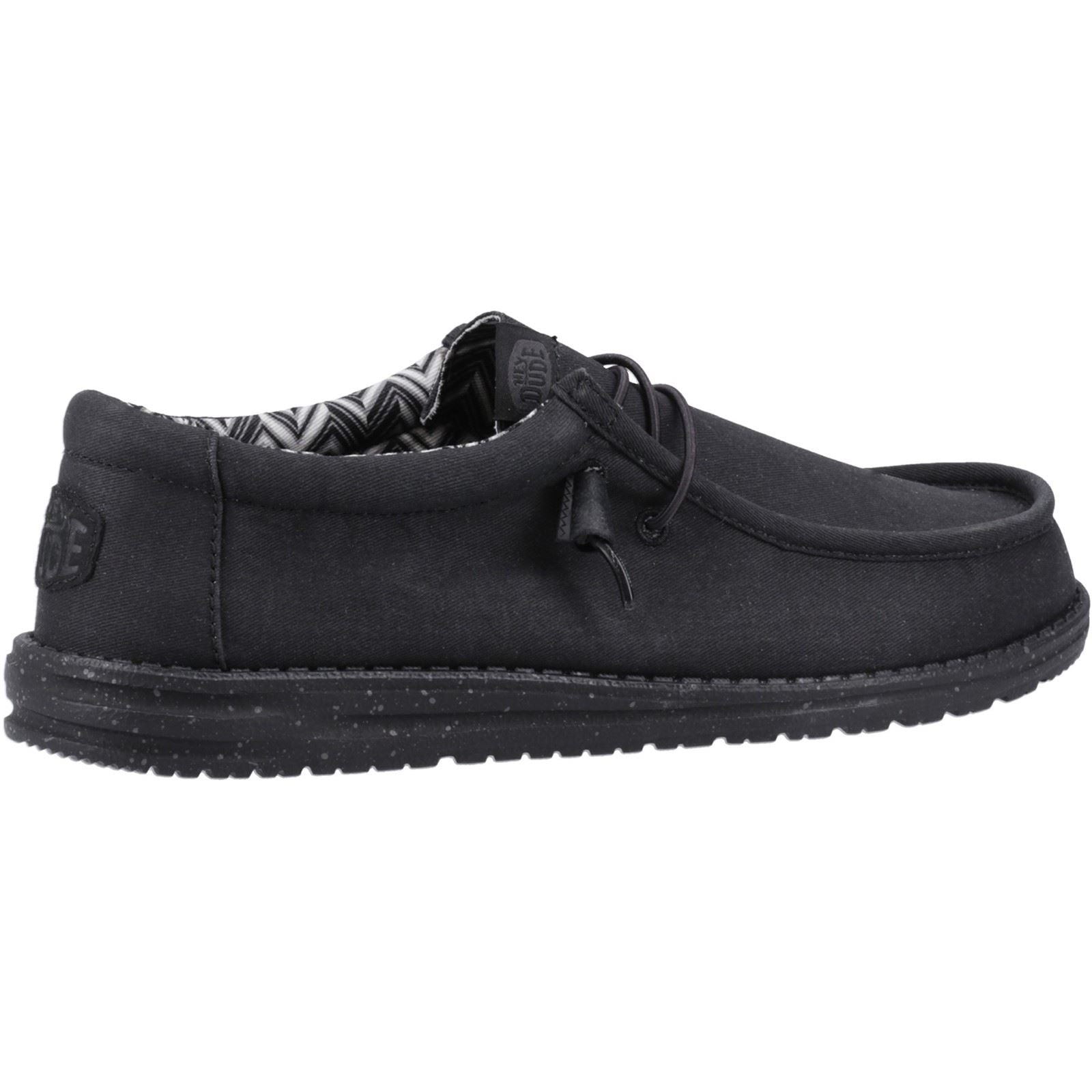 HEYDUDE Wally Canvas Chaussures Bateau Noires Pour Hommes En 100% Coton