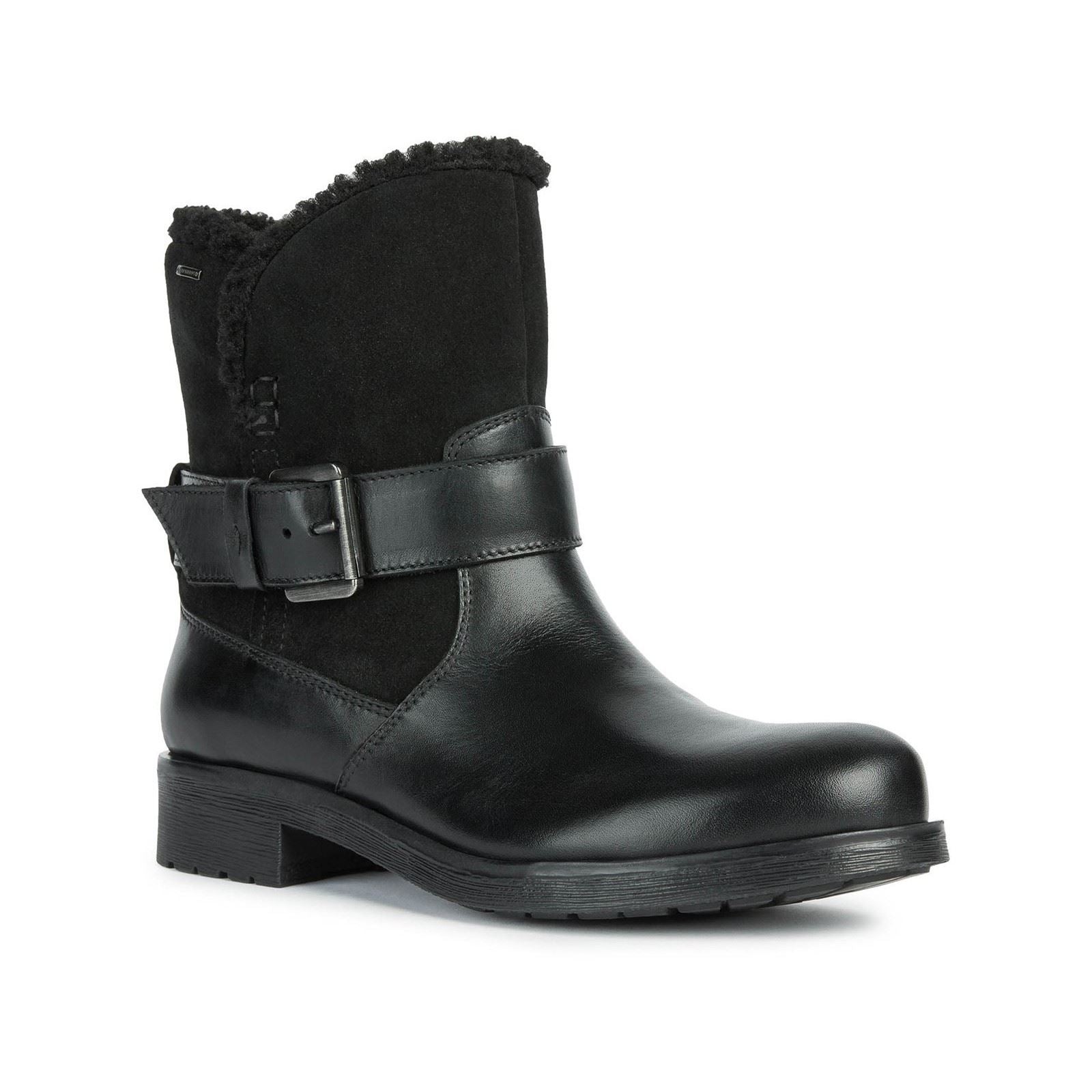 Geox D Rawelle B ABX A Bottes En Cuir De Vache Pour Femme, Couleur Noire