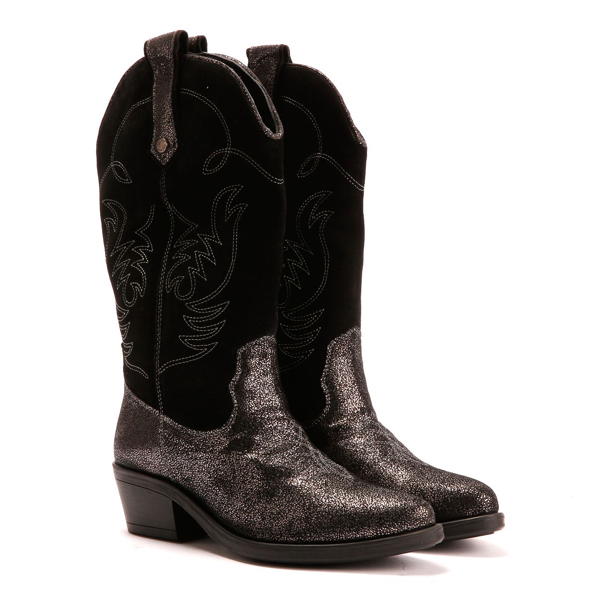 Osprey London The Louisiana Bottes Noires En Cuir Pour Femmes