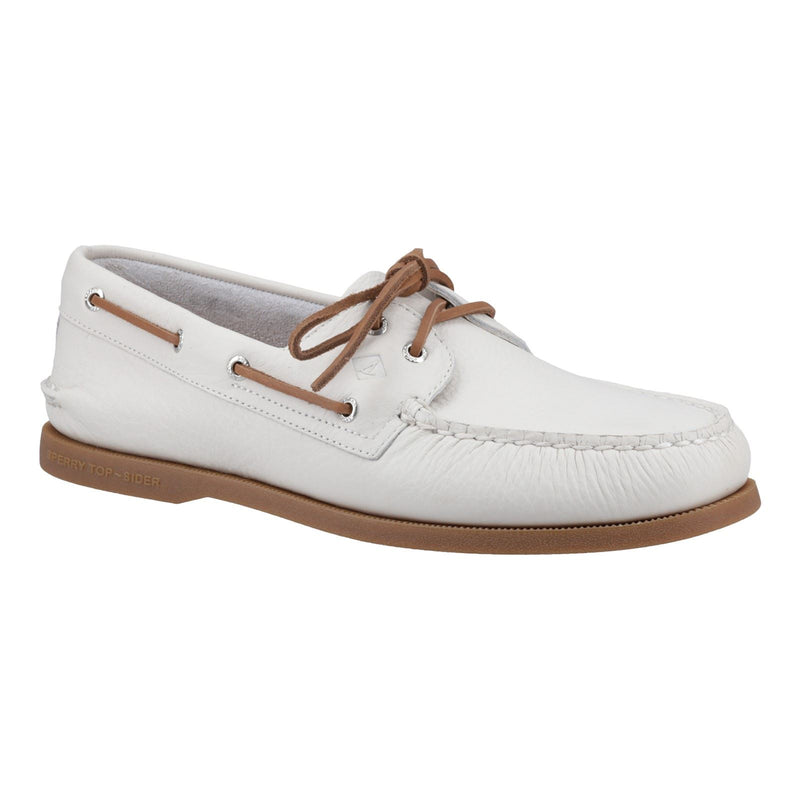 Sperry Authentic 2 Eye Chaussures Bateau Pour Hommes En Cuir Blanc/Gomme