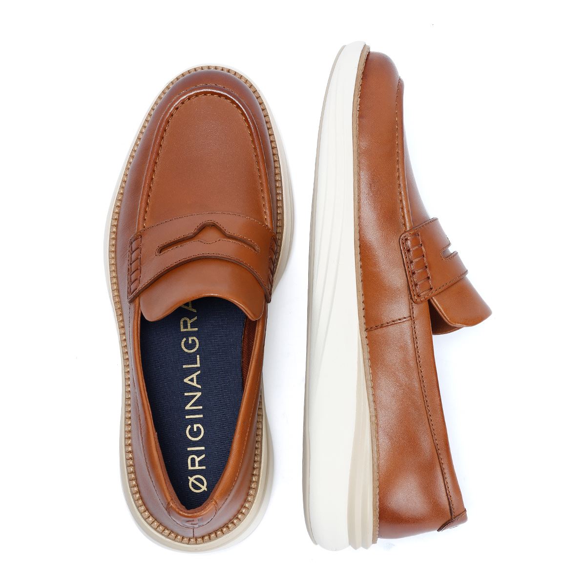 Cole Haan ØriginalGrand Horizon Mocassins En Cuir Marron Pour Hommes
