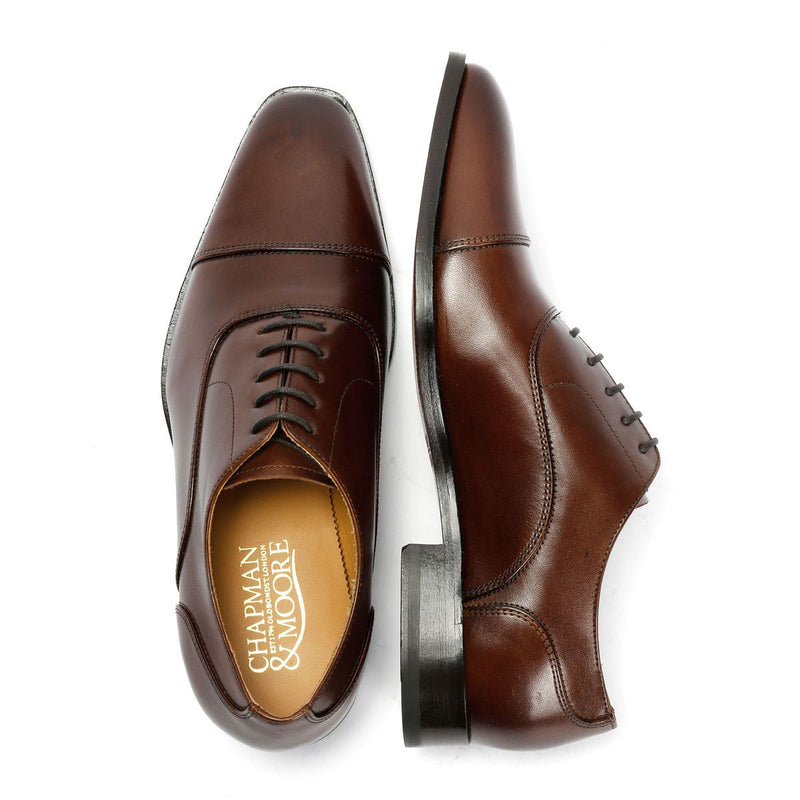 Chapman & Moore Toe Cap Oxford Chaussures En Cuir Pour Hommes Brunes À Lacets