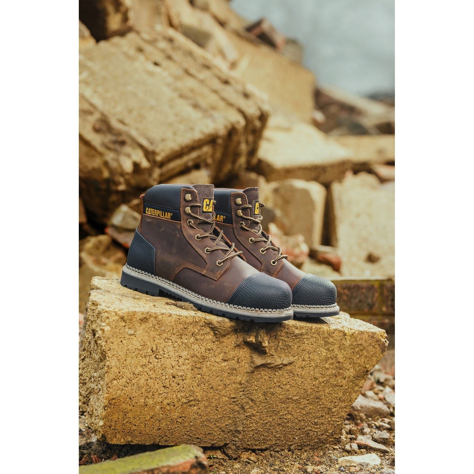 Caterpillar Bottes De Sécurité En Cuir Marron Powerplant S3