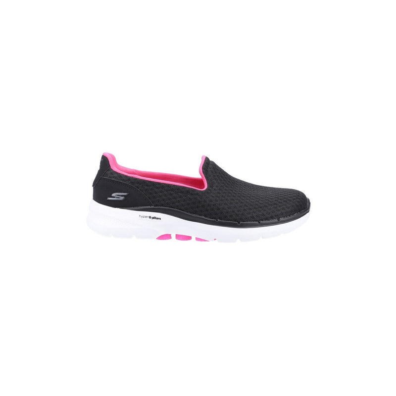 Skechers Go Walk 6 Baskets Pour Femmes En Synthétique Noir/Rose Vif.