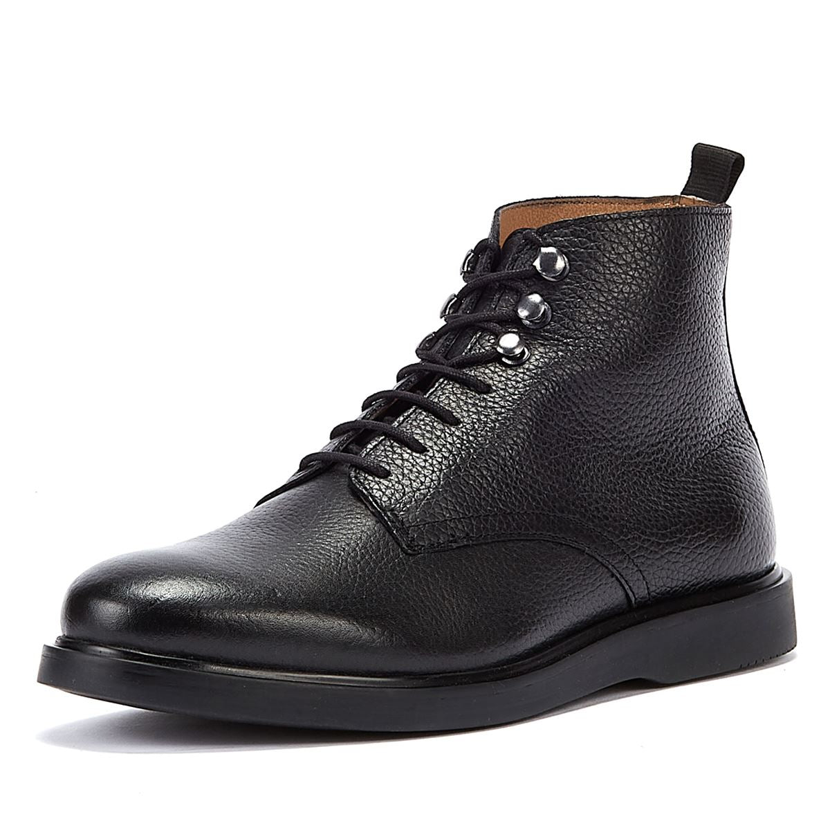 Hudson Bottes Noires Pour Hommes En Dentelle De Bataille En Cuir