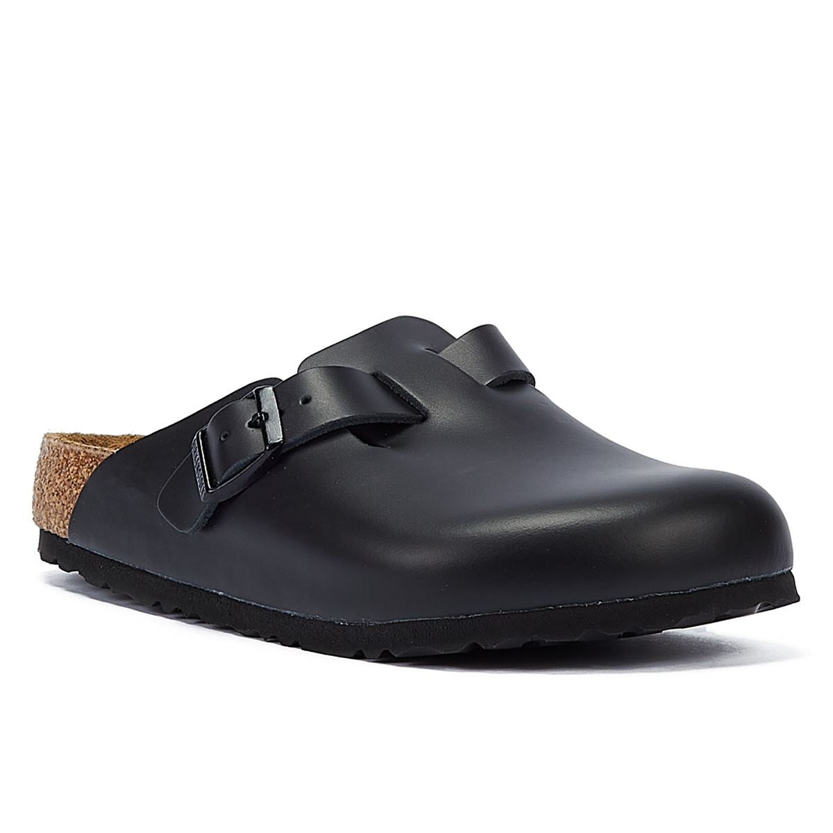 Birkenstock Sabots En Cuir Noir Naturel De Boston