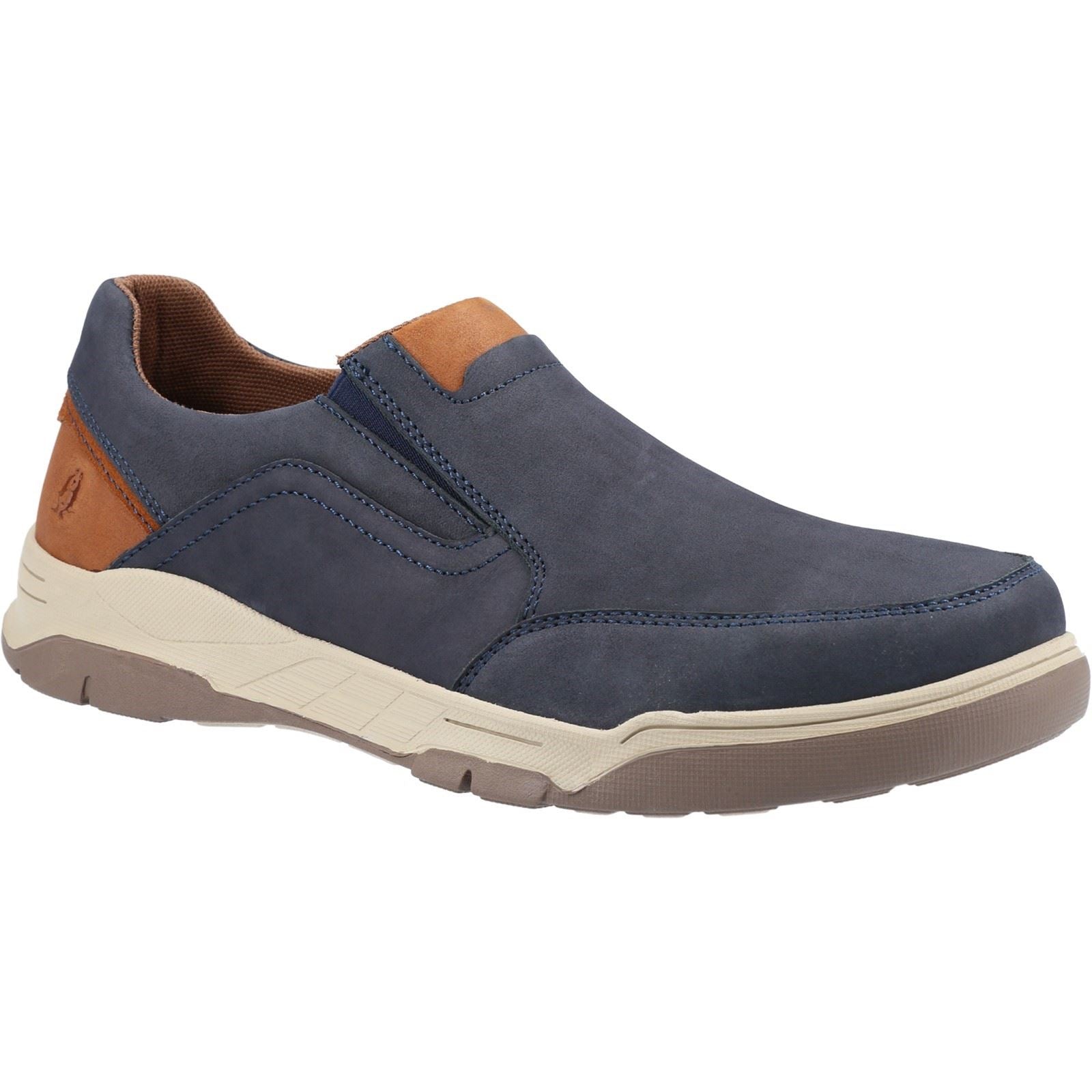 Hush Puppies Fletcher Mocassins En Cuir Pour Hommes Bleu Marine/Beige