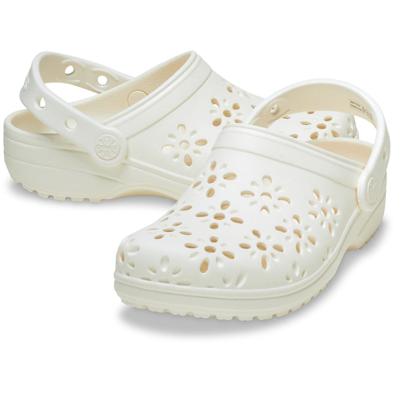 Crocs Classic Floral Cut Out Sabots En Craie Thermoplastique