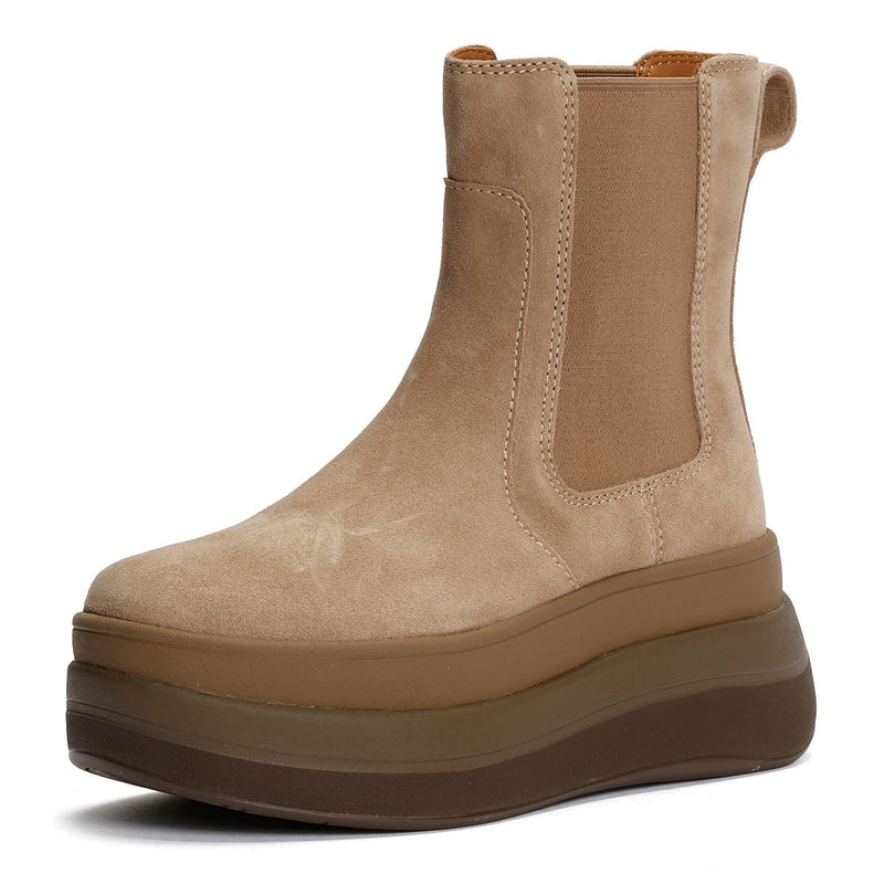 FitFlop F-Mode Bottes Beiges Pour Femmes En Suède