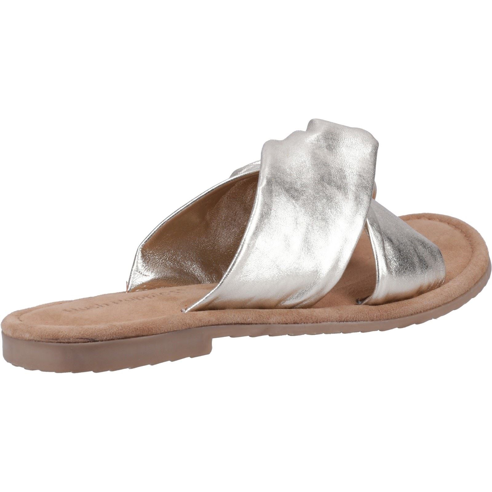 Hush Puppies Amy Wide Fit Sandales En Cuir Doré Pour Femme