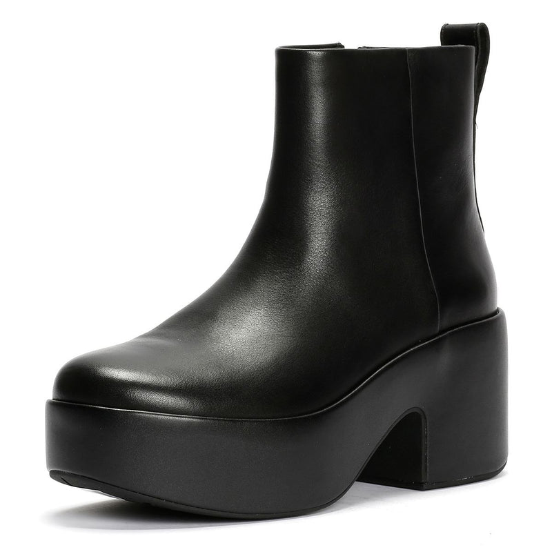 FitFlop Platfforms Heeled Bottes En Cuir Noires Pour Femmes