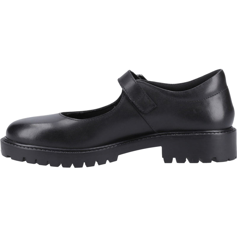 Hush Puppies Aurora Senior Chaussures Noires Pour Filles En Cuir