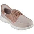 Skechers On-the-GO Flex Palmilla Chaussures Bateau Pour Femmes En Toile/Cuir Synthétique Taupe