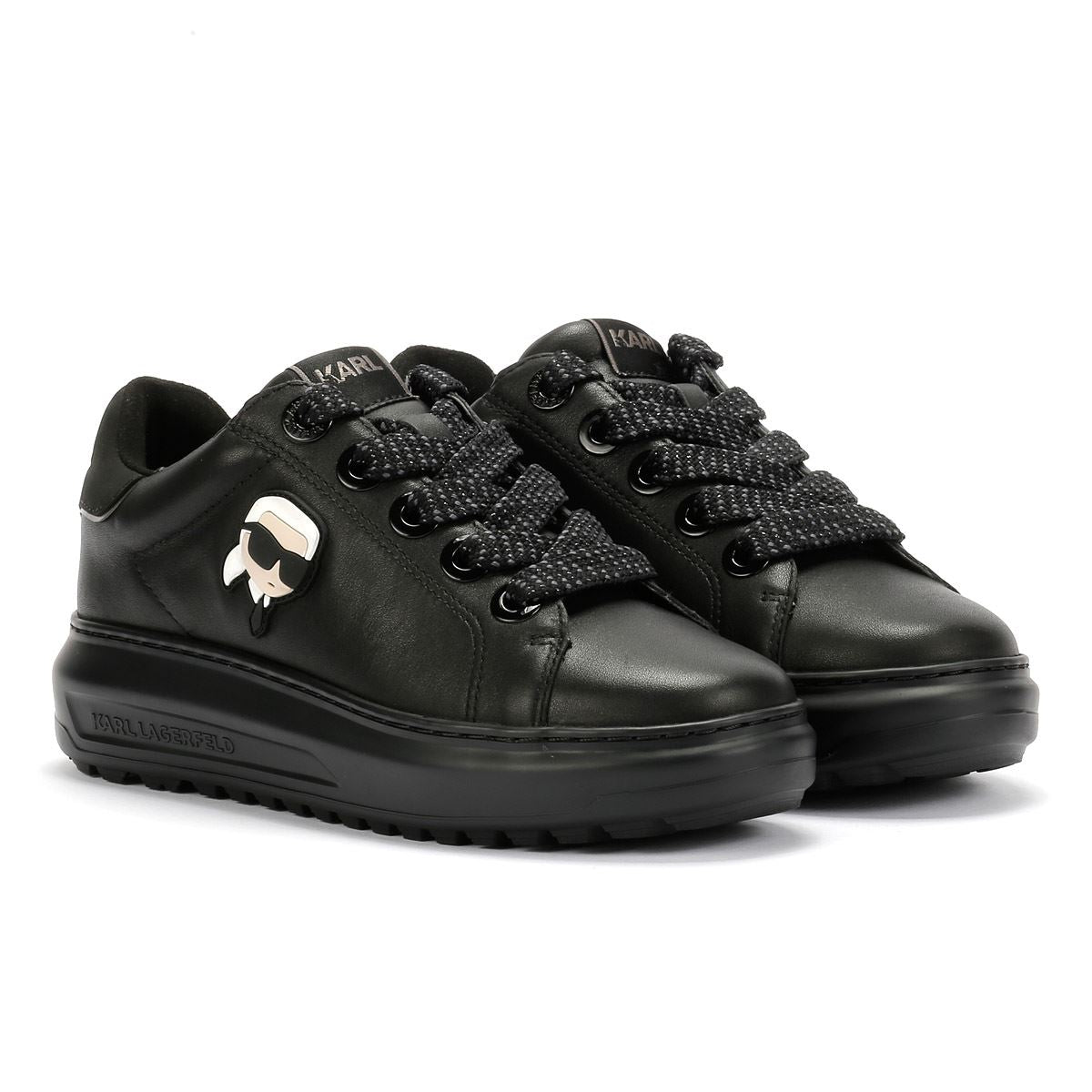 Karl Lagerfeld Kapri Lug Karl NFT Lo Lace Baskets Noires En Cuir Pour Femmes