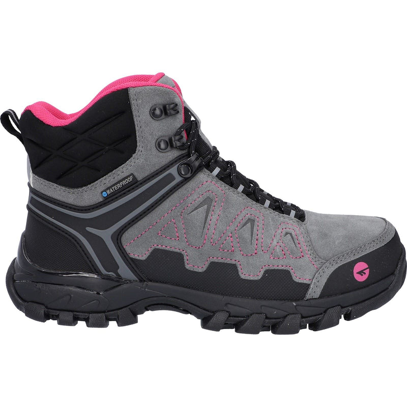 Hi-Tec V-Lite Explorer WP Bottes De Randonnée Pour Femmes En Daim De Vache Gris/fuchsia