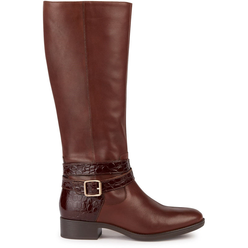 Geox D Felicity Bottes Marron En Cuir Pour Femmes