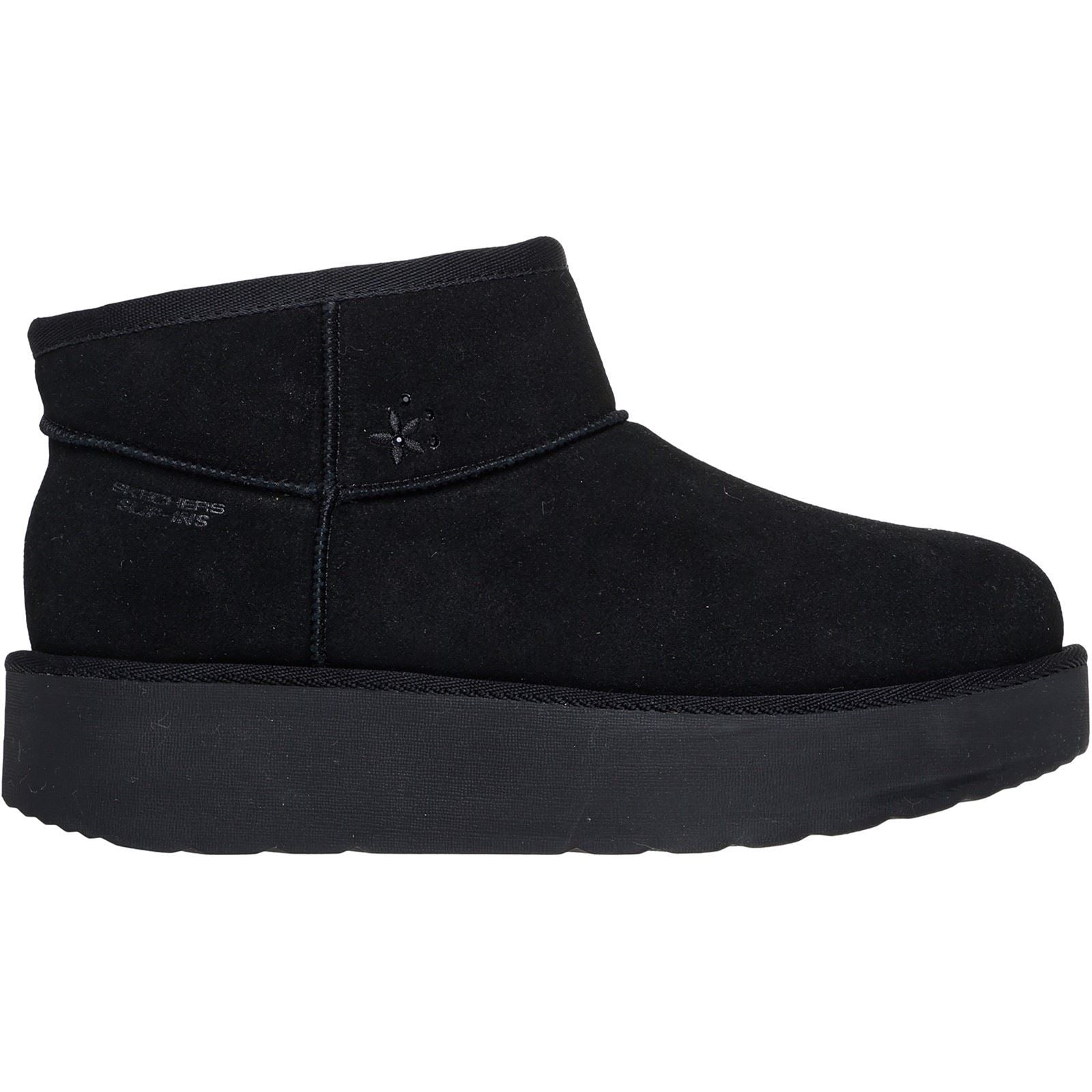 Skechers Keep Cozy Bottes De Cheville En Cuir Noires Pour Femmes Hiver