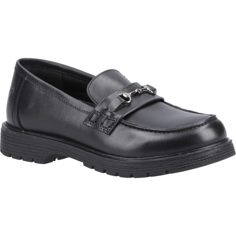 Hush Puppies Lydia Senior Chaussures Plates Noires Pour Filles En Cuir