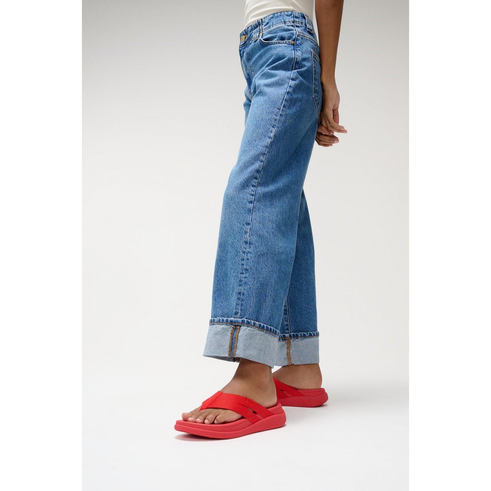Fitflop F-Mode Go Sandales Flip-Flop Rouges En Polyester Pour Femmes