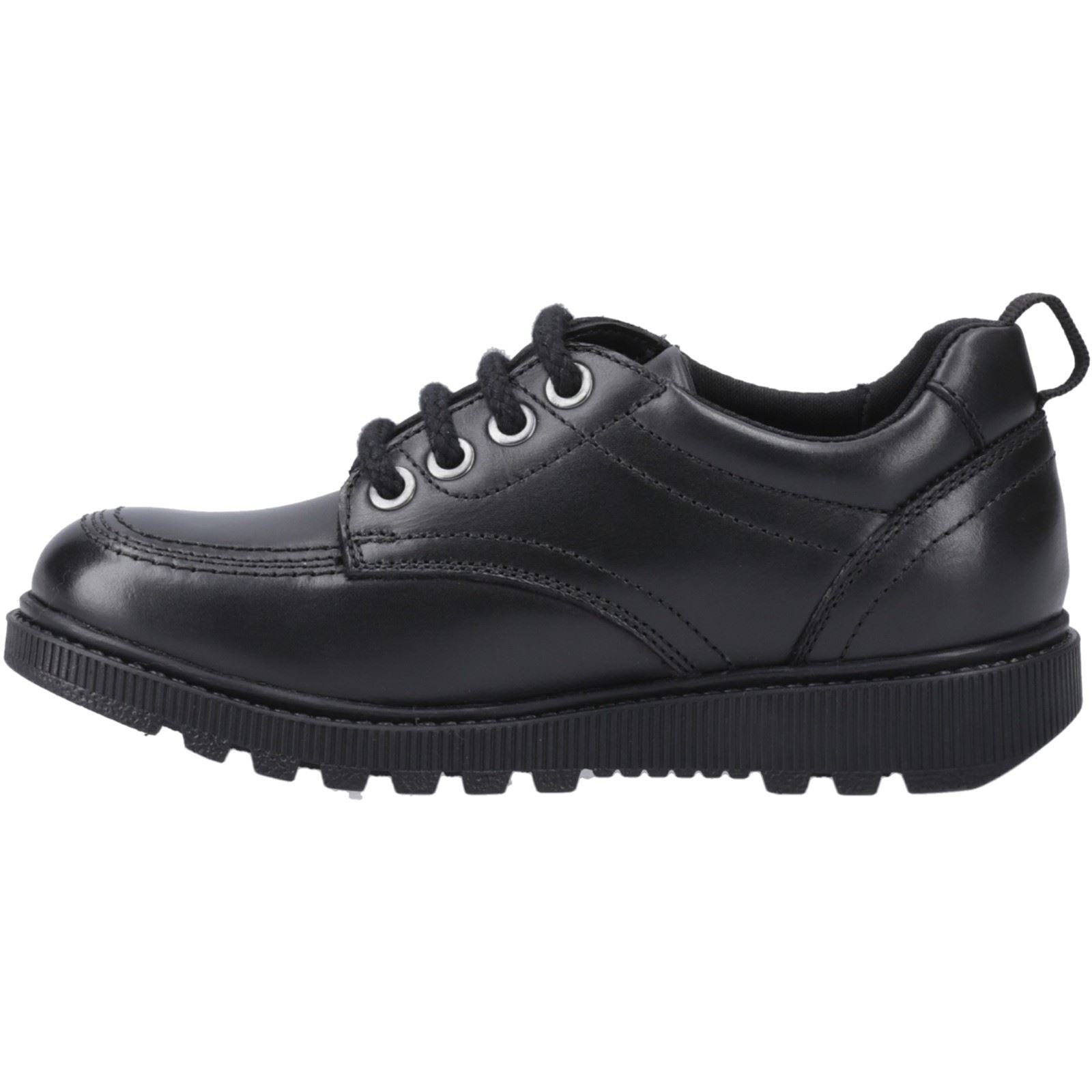 Hush Puppies Keeley Chaussures À Lacets Noires En Cuir Pour Filles